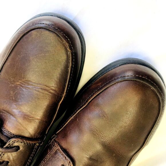 Rockport Shoes Leather Lace Oxford Apron Brown Casual 10.5 Men Webern Preppy - Picture 7 of 12